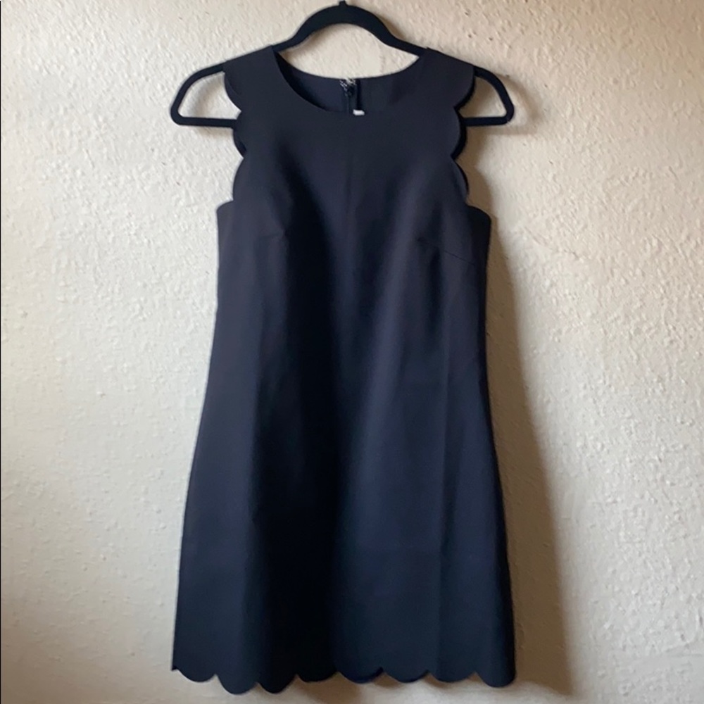 J Crew Black Scallop Edge Dress Size 2